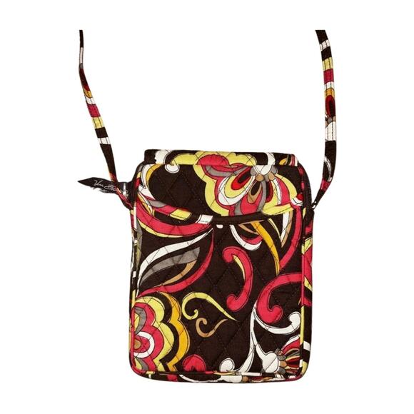 Vera Bradley Puccini Crossbody Bag Purse Hipster Zipper Strap Red Brown Yellow - Picture 3 of 4